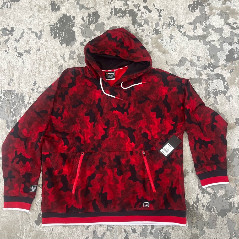 AND1 Red and Black Camouflage Hoodie
